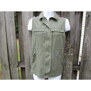 Thread & Supply Green Utility Vest With Southwestern Knit Back Small Fill zip